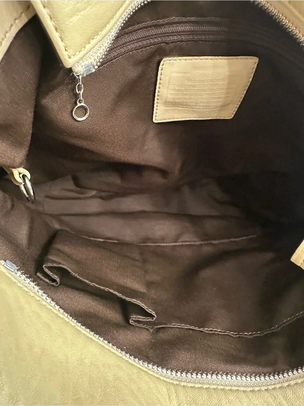 Coach Soft Pebbled Leather Tote Bag Cream Beige Shoulder Purse F13089